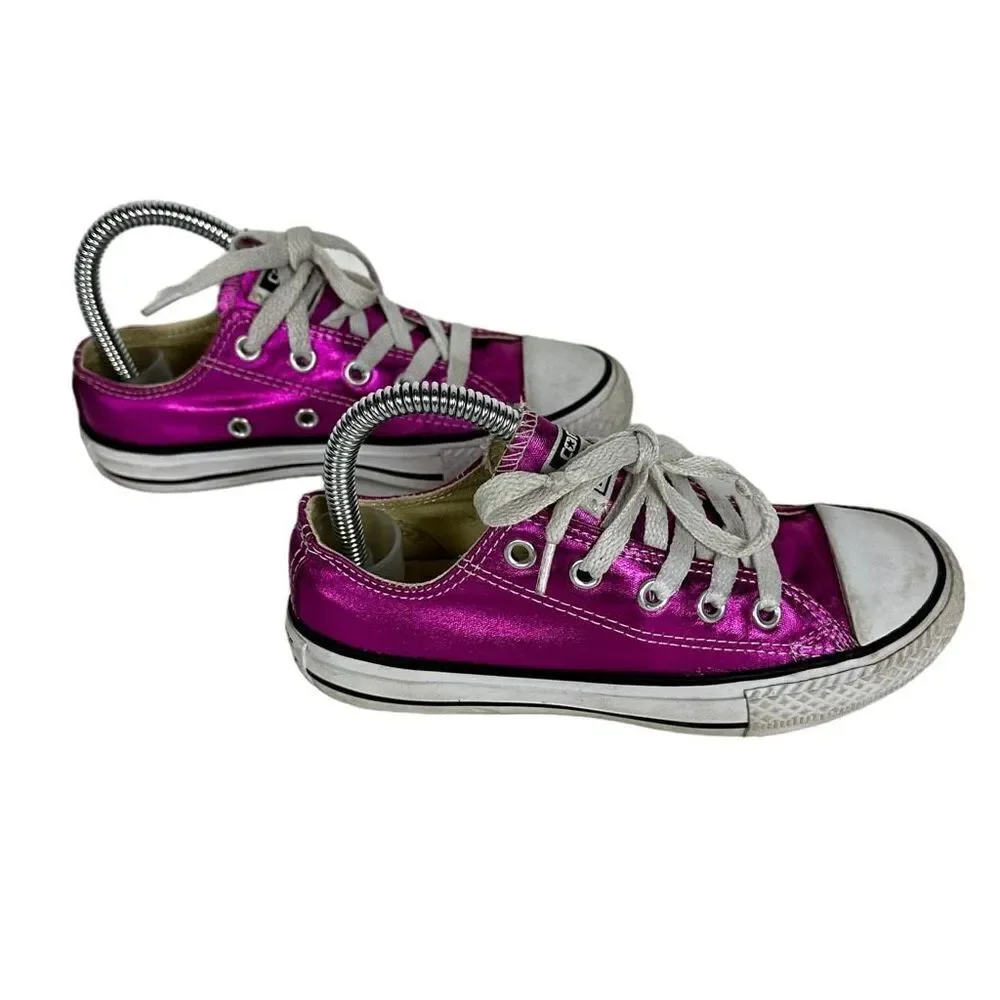 Converse All Star Dark Pink Shiny Sneakers Size 12